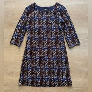 Amy Byer Girls Modern Patterned Blue Navy Gold Red Slightly Fitted Lined Dress